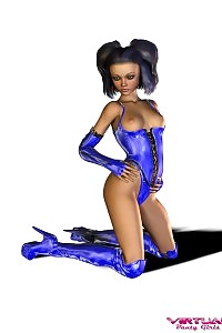 Erotic Amazing Realistic Girl In A Tight Blue Bright Fetish Dress
