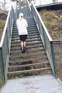 Blonde Secretary Squats To Pee While Outside