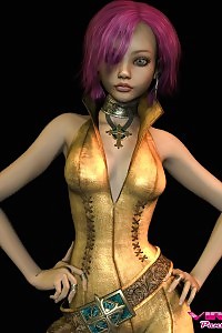 Purple Haired 3d Teen In Sexy Outfit Has A Huge Cameltoe In Her Leotard