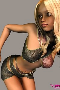 Elegant Blonde Teenage Girl In Inviting Brasil Cut Panties