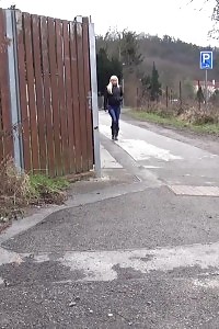 Blonde Slut Pisses Onto Concrete Like A Sprinkler