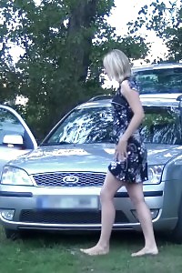 Cleaning Her Husbands Vehicle With Her Own Piss