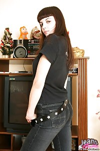 Luscious Ass Is Unclothed Underneath Tight Denim Jeans And Black Panty