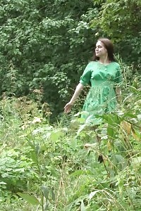 Smashing Brunette Stands And Taking A Leek Outdoors