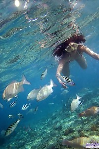 Oversexed Asian Queen Floats In The Water Nude Having Her Birthday