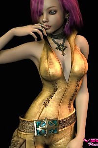 Purple Haired 3d Teen In Sexy Outfit Has A Huge Cameltoe In Her Leotard
