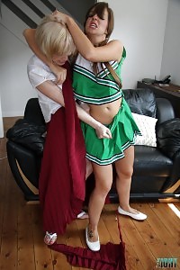 Cheerleader Cate Getting Peeled By Another Honey