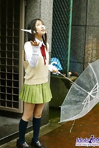 Asian Hoodrat Cloths The Part Of A College Girl And Makes Clean Up The Schoolroom