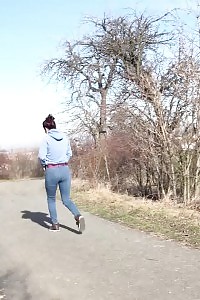 Good-looking Ginger Antonia Sainz Pisses Outside