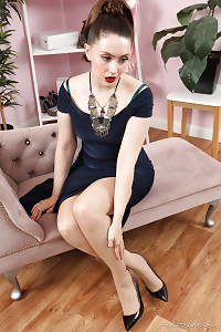 Little Miss Fox Shows Off Her Slender Body In The Black Evening Dress