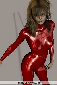 Virtual Hotsy In A Tight Glossy Dress