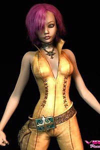 Purple Haired 3d Teen In Sexy Outfit Has A Huge Cameltoe In Her Leotard