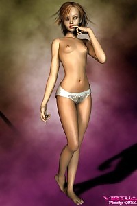Vixen With Tiny Boobies In White Atlas Fullback Panties